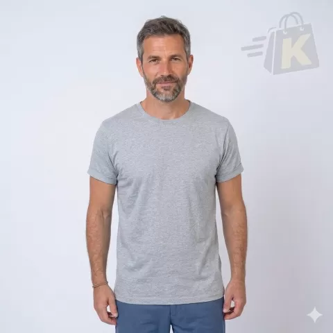 Remera Gris Lisa Básica 100% Algodón Premium